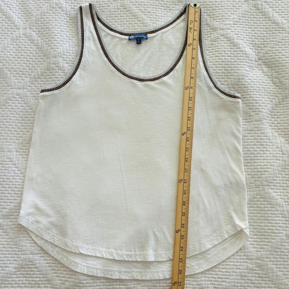Democracy | Hi Lo Tank Top with Bronze and Silver Metallic Contrast Trim Large - Picture 11 of 15